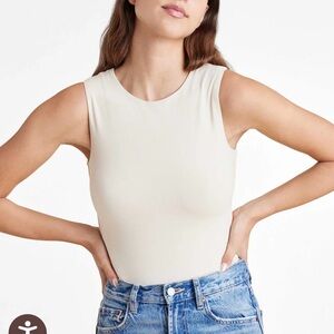 Nuuds Classic Crewneck Tank Bodysuit in Bone